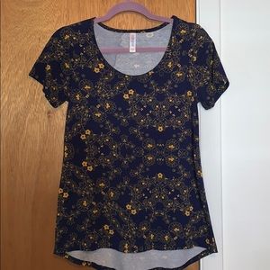 LuLaRoe XS Mustard Yellow Floral Classic T